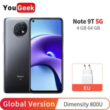 Xiaomi Redmi Note 9T 4GB 64GB versión Global Smartphone NFC de la dimensión 800U Octa Core 48MP 5000mAh Cámara 6,53