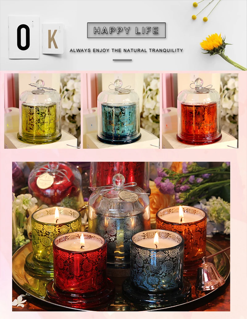 Стеклянный флакон с романтическим ароматом для свечей Bougie Blanche, подарок на день рождения и Рождество, ароматический подсвечник для подруги QLB068