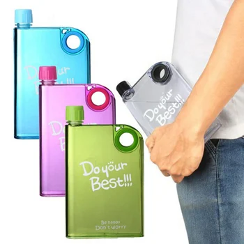 

YJ.SHYU Flat Water pots Bottles Clear For Drink Cup Plastic Kettle Jug Square Book Shape Flask Gourd Portable Sport Travel