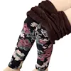 Autumn Winter Women's High Elasticity  Plus Velvet  Leggings Female Plus Size Fleece Trousers Flower Print Velvet Pencil Pants ► Photo 2/6