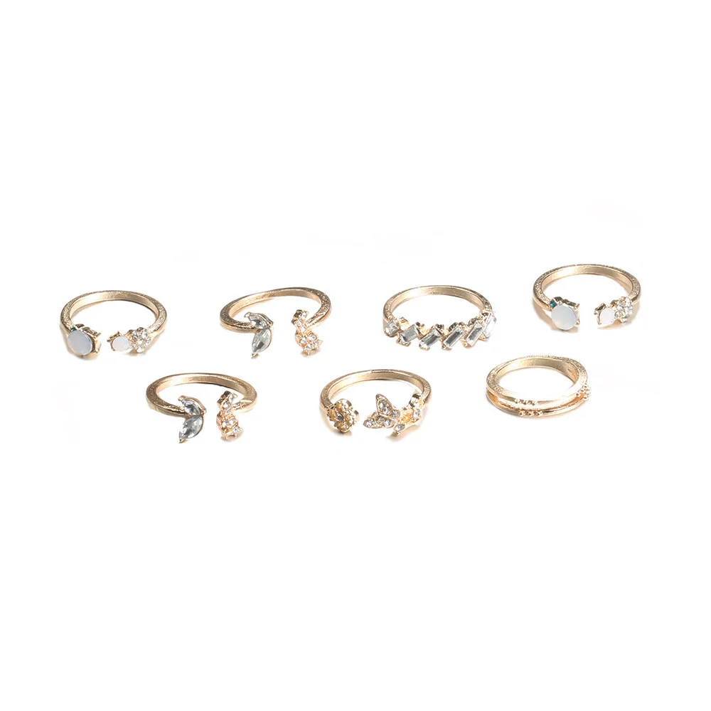 Bague Femme 7 шт./компл. в богемном стиле Классические Серьги с драгоценными камнями; Золотое кольцо Набор для Для женщин модная бабочка кольцо на свадьбу в стиле бохо, ювелирное изделие, подарок