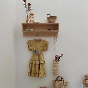 

MILANCEL 2020 summer girls clothes ruffle sleeve dress for girls linen kids dress