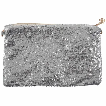 

Glitter Bling Sparkling Sequins Clutch Handbag Purse Evening Party Shoulder Bag, Silver
