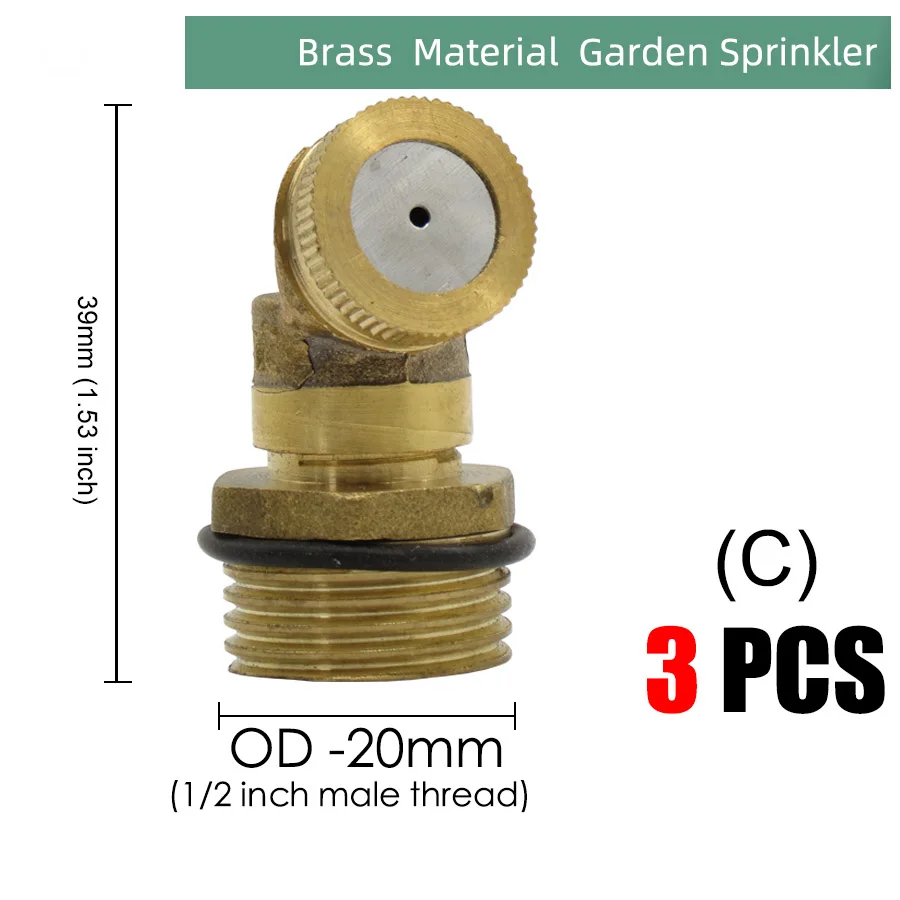 Brass Nozzle Garden Mist Sprinkler Copper Misting Cooling System Irrigation 1/2" Thread 2/3/4 Arm Sprayer Fog Watering Tool
