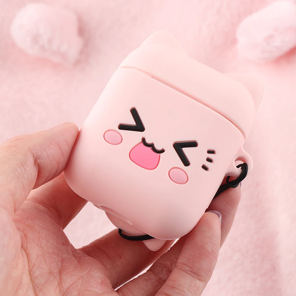Kawaii мультяшный наушник противоударный чехол для кожи любовь Улыбка кошка из мягкого силикона чехол беспроводной защитный чехол для Apple Airpods