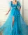 plus size formal wear Eightale Blue Evening Dresses 2019 Flowers Ruffles Tulle Custom Made High Slit Dubai Saudi Arabic Long Evening Gowns Prom Dress plus size ball gowns Evening Dresses