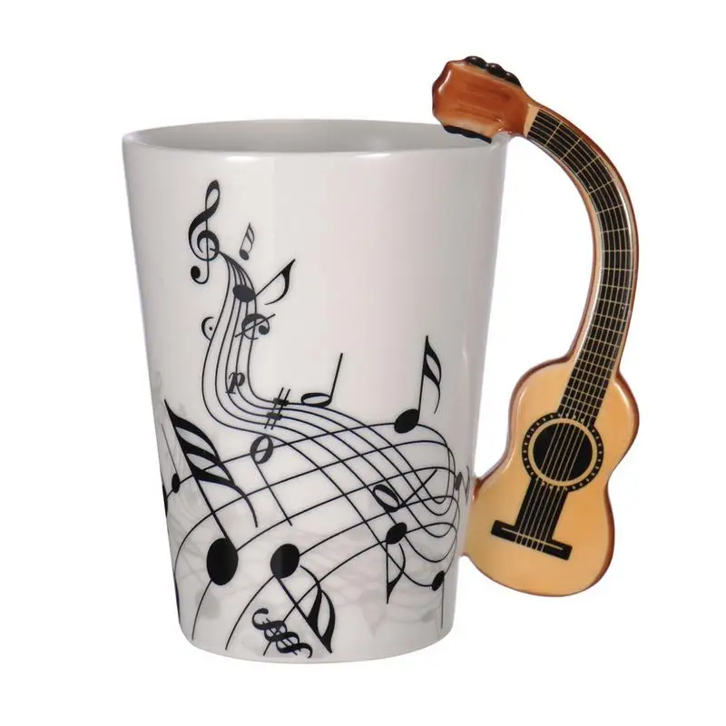 Creative Music Violin Guitar Ceramic Mug Coffee Tea Milk Stave Cups with Handle Coffee Mug Novelty Gifts for Wedding Birthday - Цвет: 9