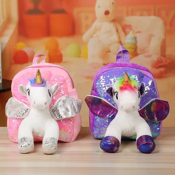 

Backpack Girl Unicorn Plush School Bag Velvet Children Student Rucksack Toddler Cartoon Satchel Teenager Kids Printing Book Bag
