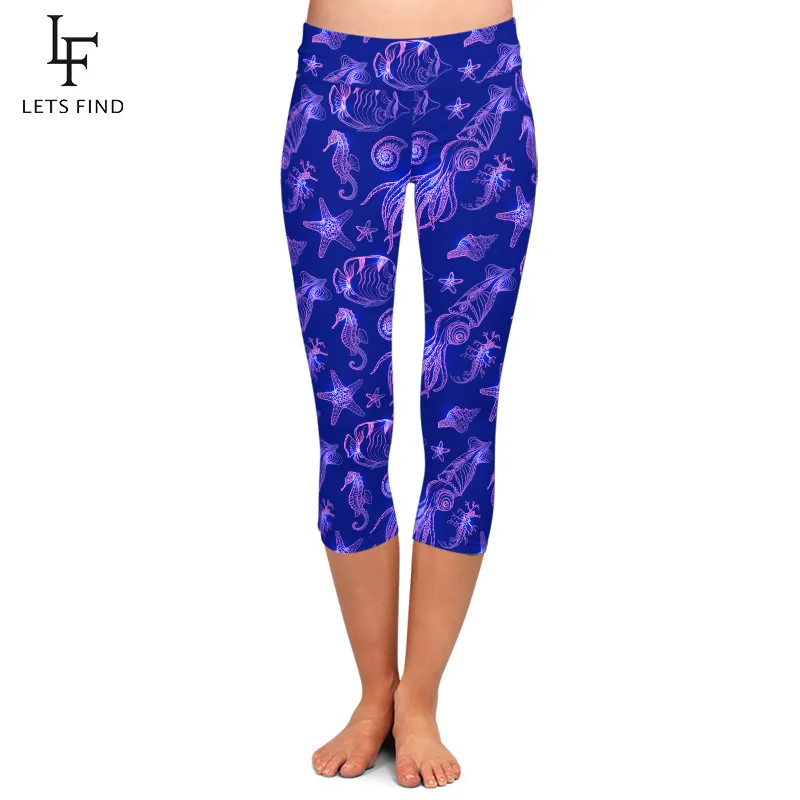 LETSFIND 2020 Summer Fashion Women Pants 3D Underwater Animal Print Capri Legging High Waist Plus Size Slim Fitness Leggings LETSFIND 2020 Summer Fashion Women Pants 3D Underwater Animal Print Capri Legging High Waist Plus Size Slim Fitness Leggings