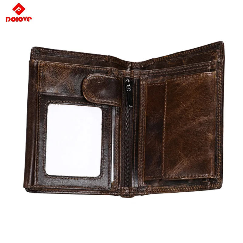  Vintage Designer 100% Genuine Carteiras Masculinas Cowhide Leather Men Short Wallet Purse Card Hold