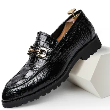 

Men Formal Shoes Pointed Toe Flats Wedding Dress Leather Italian Elegant Loafers Men's Party Office Footwear