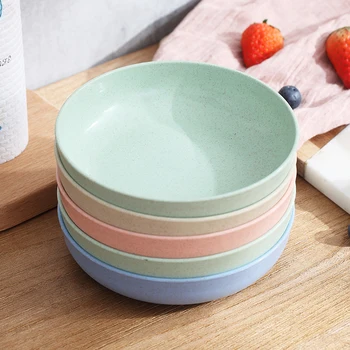 

4pcs 14.5cm dinner plates solid color deep plates dinner dish korean kitchen dishes plastic snack plate promotion wholesale