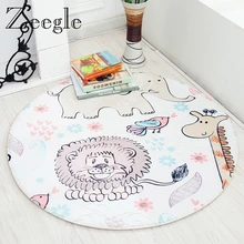 Круглый коврик с мультяшными животными, Нескользящие ковры для гостиной, впитывающий пол, моющийся коврик для йоги, прикроватный ковер для детской комнаты
