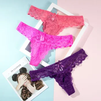

2020 5pcs Women Panties Female Underwear Ladies Low Waist Sexy Thongs G-string Lace Lingerie T-back Gift Beautiful Underpants