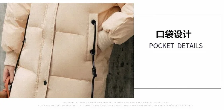 Стиль, корейский стиль, пуховик, женский, свободный, модный, средней длины, осень и зима, большой меховой воротник, стеганая куртка