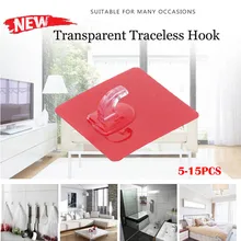 壁フックキッチン浴室ノンスリップフック再利用可能な透明シームレス壁フック 5-15 個ハンガーフックキッチン 12.9(China)