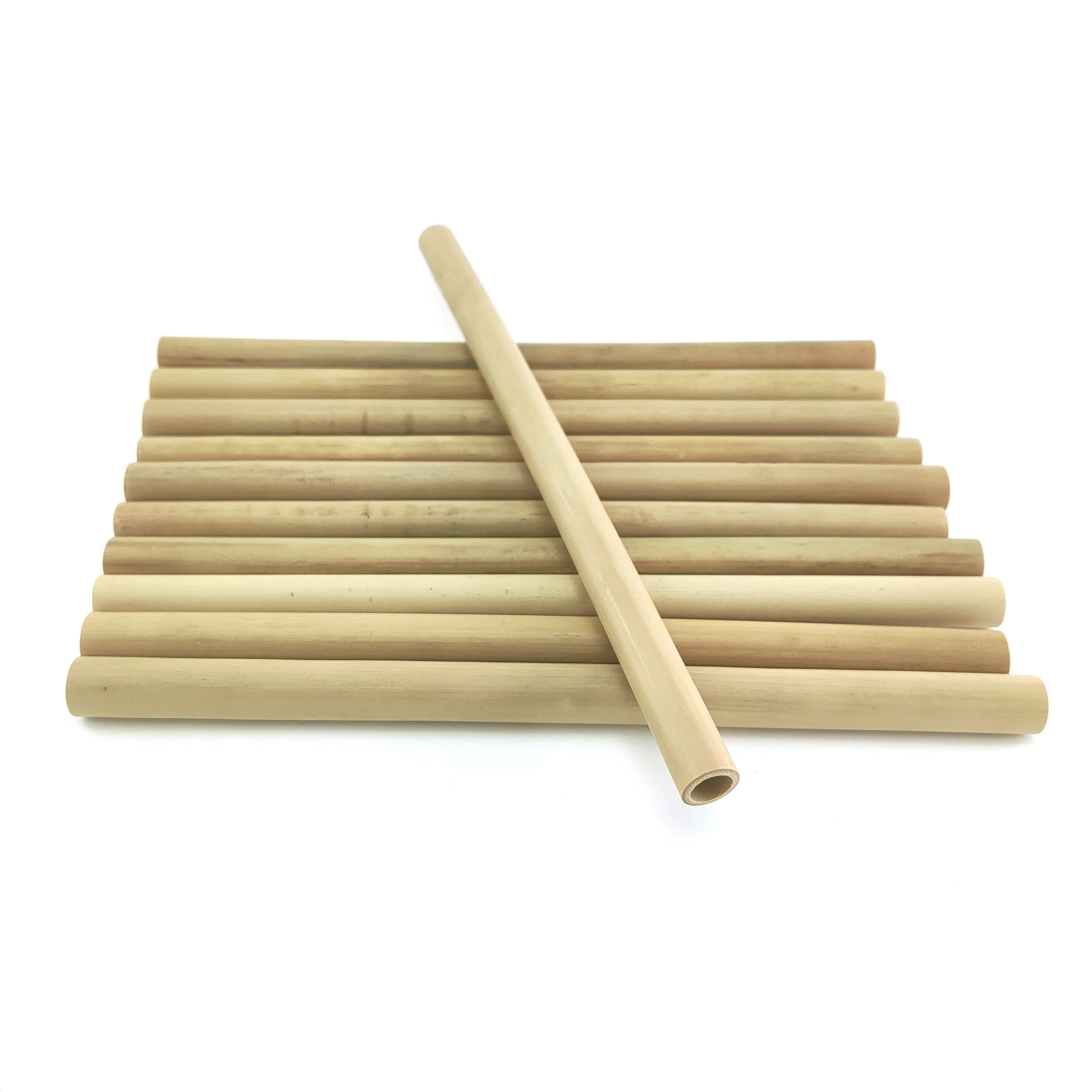 10pcs Bamboo Straws Биоразлагаемые бамбуковые соломинки многократного использования органические толстые питьевые соломинки экологически чистые жемчужные пузырьки чай молоко коктейль сок 20*1 см - Цвет: 10pcs Bamboo Straws