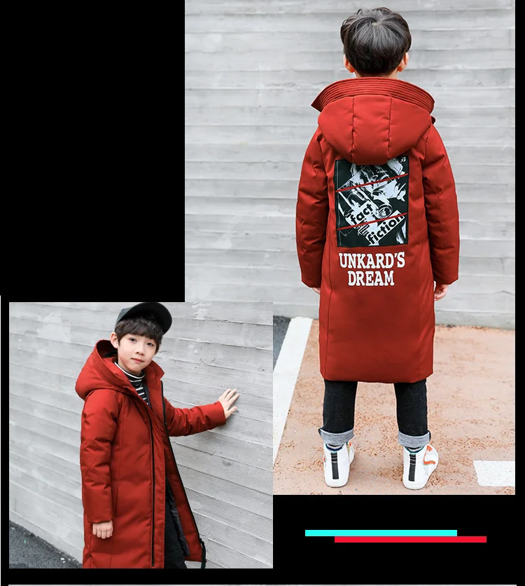 Детское пальто на-30 градусов; одежда для детей; коллекция года; Одежда для мальчиков; теплая зимняя куртка; пальто с капюшоном; Водонепроницаемая утепленная верхняя одежда; детская парка