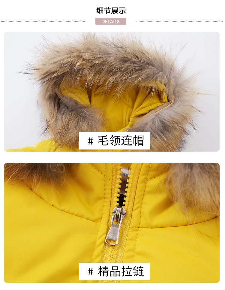 Fashion Children Winter Down Cotton Jacket Girl Clothing Kids Clothes Warm Thick Parka Fur Collar Hooded Long Coats Outfits