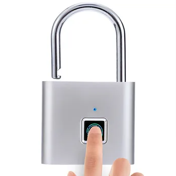 

New 1pc Rechargeable Door Lock Fingerprint Lock Anti-Theft Keyless Security Padlock with USB-Cable Two Colors Are Available