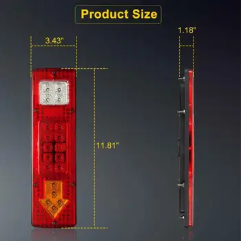 

Waterproof Tail Lights DC12V 1.5W 11.8"x3.4"x1.1" 2Pcs Car Auto LED RV Camper