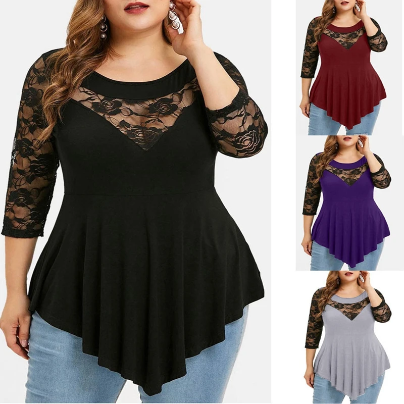 

Женская летняя футболка с круглым вырезом, размеры 5XL, 6XL, 7XL