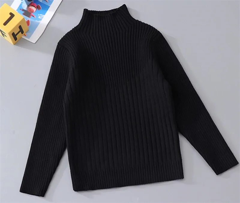 Свитер для больших девочек детский вязаный пуловер осенне-зимняя одежда для девочек Однотонный свитер с высоким воротником для девочек, От 2 до 13 лет, AA3968