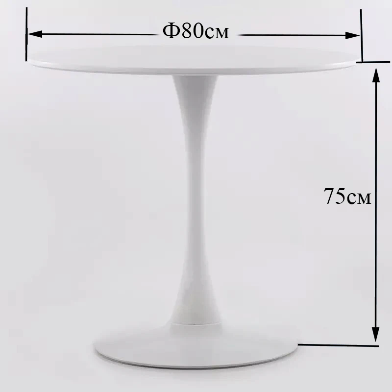 80cm White Домашний обеденный стол, белая краска полуматовая, стол на металлической основе, кухонный стол, круглый стол, современный стол, по России - Цвет: 80cm White
