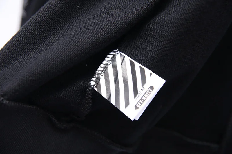OFF-WHITE OW Высококачественный Свободный свитшот на молнии с капюшоном пальто махровая ткань толстовка