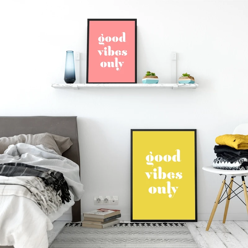 Good Vibes Only Print Retro Dorm Wall Art Poster Inspirational Quote Typography Canvas Painting Office Decor Housewarming Gift | Дом и сад