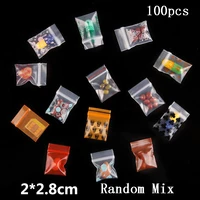 100pcs Random Mix Ziplock Pill Jewelry Packaging Plastic Pouches Mini Cute Zip lock Bags Plastic Packaging Bags Thick 0.24mm 2