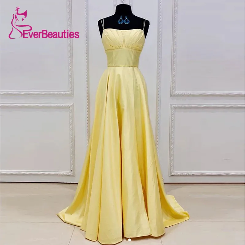 Vestido de festa, вечернее платье, длинное,, Abendkleider, на тонких бретелях, элегантное вечернее платье, атласное, с разрезом сбоку, для вечеринки, выпускного вечера, Vestido