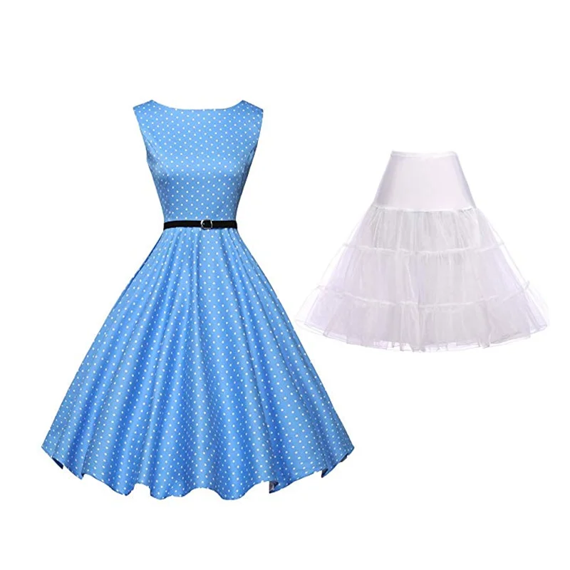 Женское винтажное платье в горошек красное стиле ретро 50 х годов без рукавов с