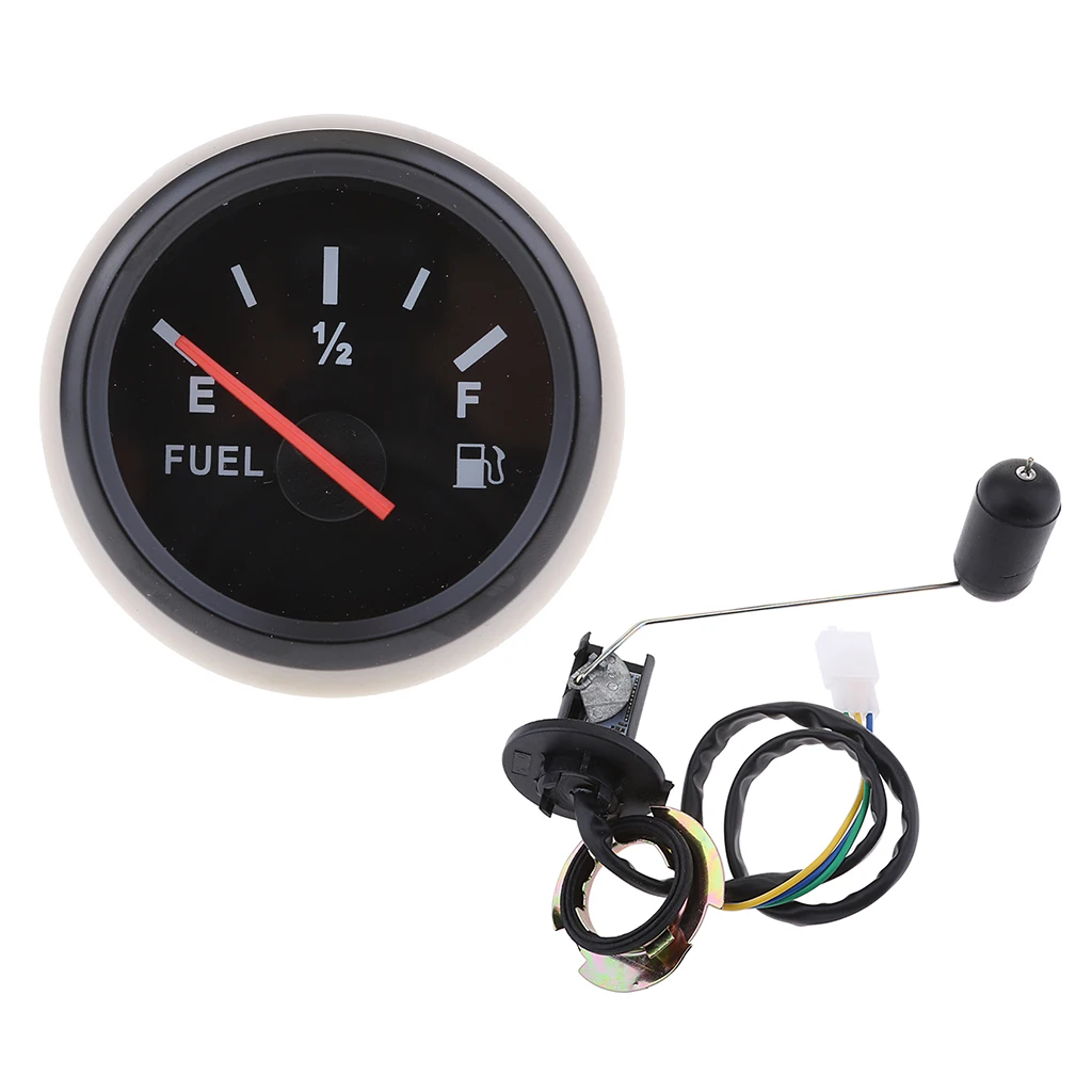 2 inch 52mm 9-32V Electrical Pointer Fuel Tank Level Gauge Meter Indicator 33-240ohm with Sensor Kit - Waterproof - Black