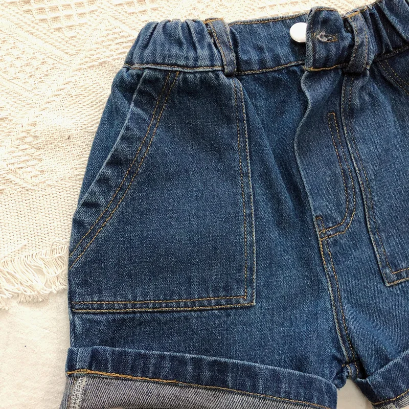 Summer New Style Korean-style Children‘s Jeans Men And Women Children Cotton Denim Short Baby Fashion Cowboy Pants