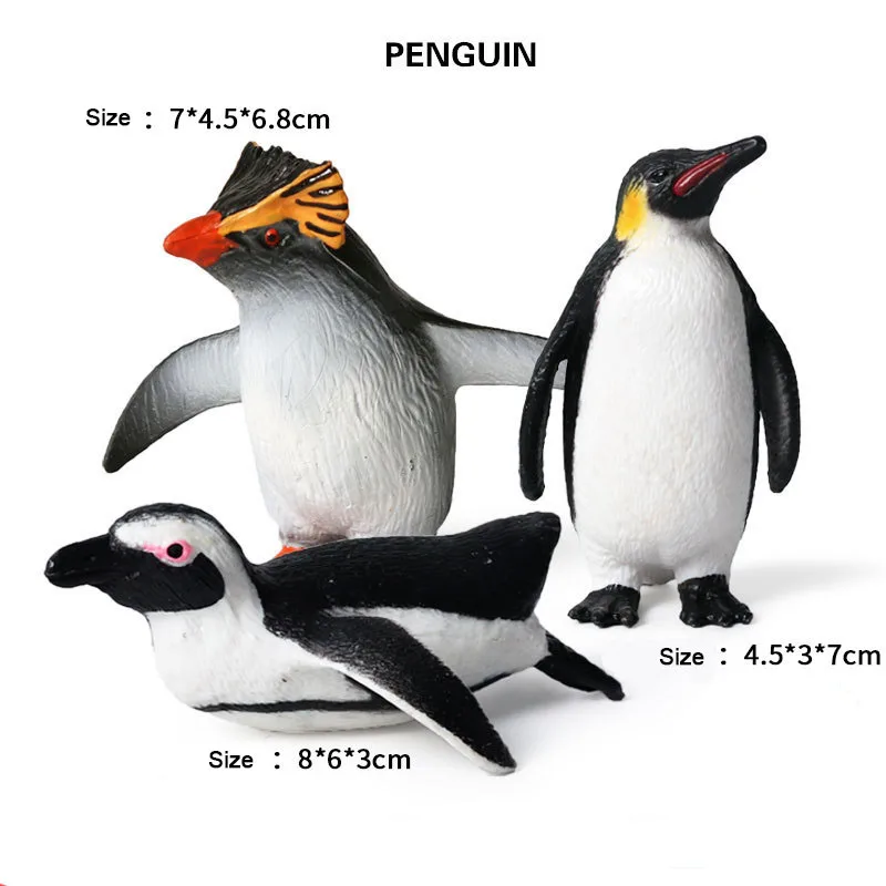 3Pcs Penguin Океаническая и морская жизнь животное моделирование однотонные Акула КИТ "осьминог" Дельфин игрушки Фигурки Обучающие Коллекция подарков - Цвет: 3Pcs Penguin