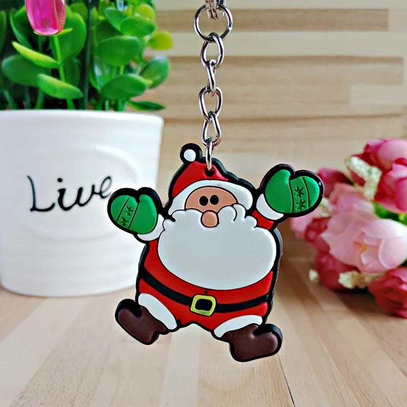 Gloves Santa Claus Милый мультфильм Рождество силиконовый брелок для ключей Рождество Санта Клаус подарки простые девушки ювелирные изделия Аксессуары для машины, сумки - Color: Gloves Santa Claus
