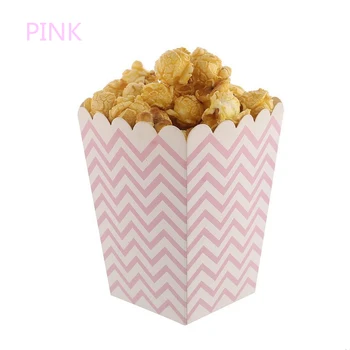 

6/12Pc Pink/Blue Wave Popcorn Boxes Wedding Decoration Rose Gold Silver Striped Gift Bag Festival Birthday Party Supplies Favors