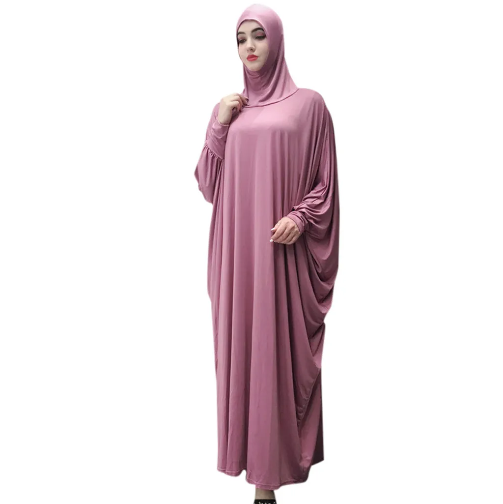 KLV Дубай Кафтан платье мусульманские Вечерние abaya женщины арабское, с длинными рукавами сплошной цвет Турция ислам молитва Восточный халат из марокена Макси платья
