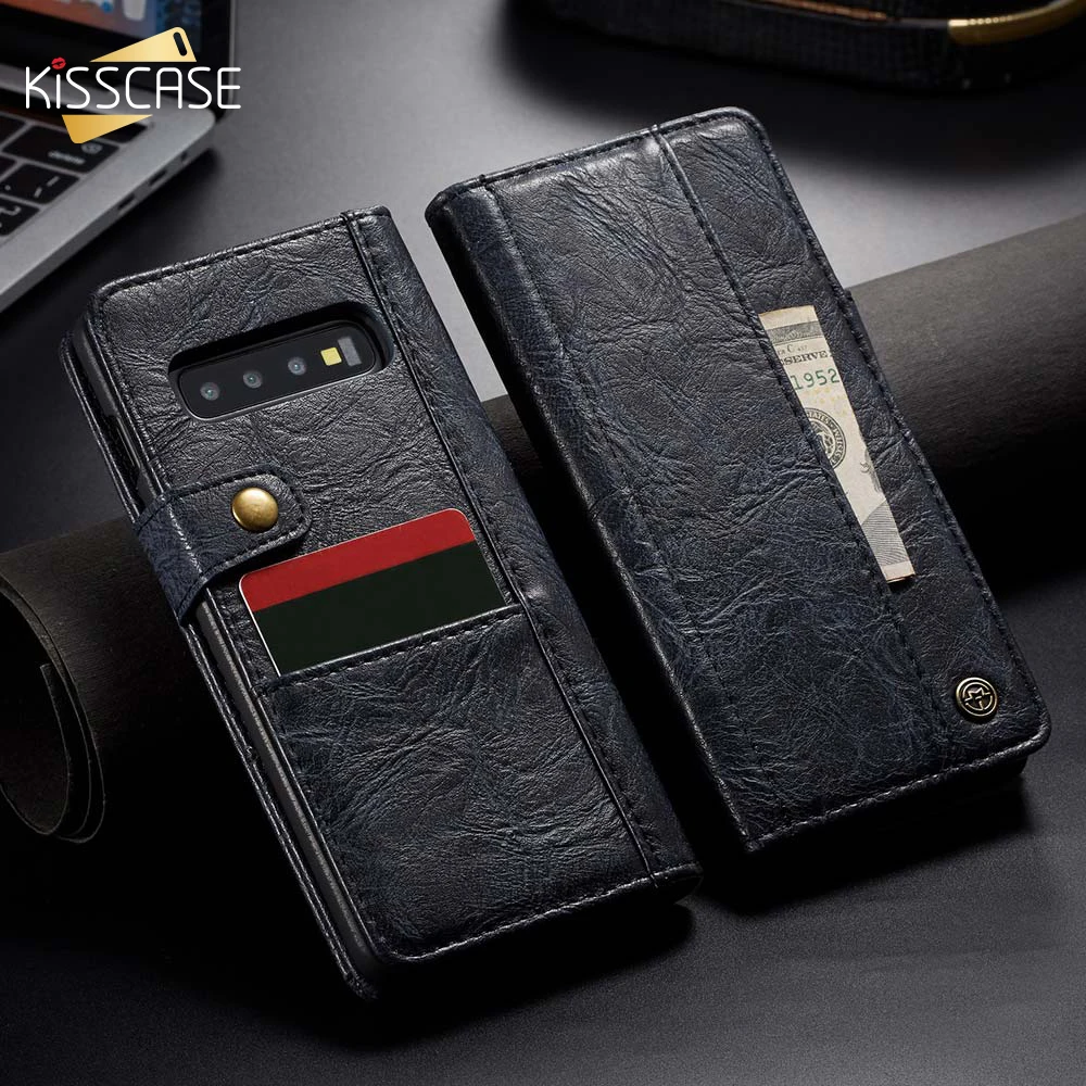 

KISSCASE Leather Flip Card Slot Case For Samsung s8 Funda Business Retro Book Cover For Samsung S10 Note 8 9 s7 s10e Coque Capa