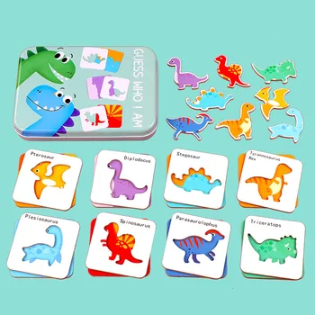 

Wooden Fun Matching Puzzle Early Childhood Education Cognitive Toy Animal Traffic Pairing Three-dimensional Puzzle