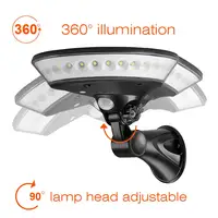 Lampe solaire murale ronde à 360 degrés avec capteur de mouvement PIR, lampe solaire circulaire pour jardin, lampe solaire à énergie solaire, 29 LED, lampe de rue extérieure lumineuse 2