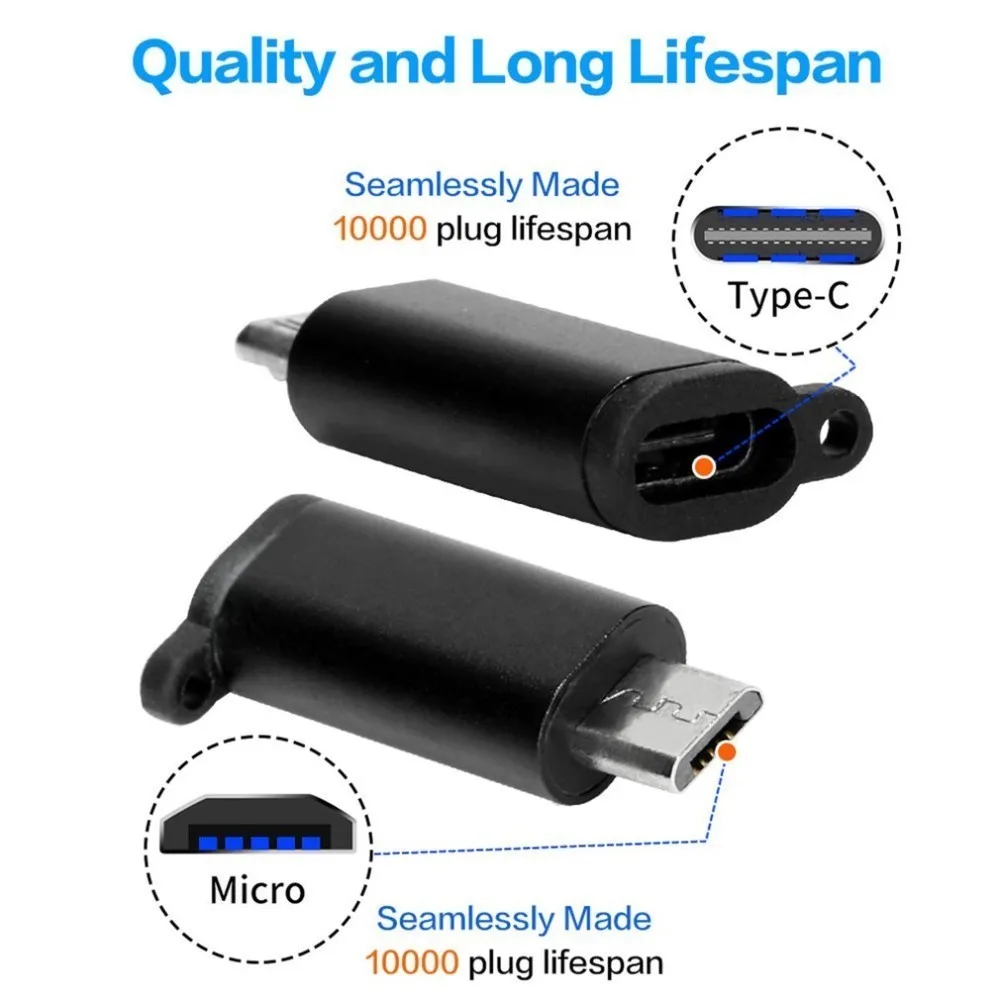 Мини Портативный Алюминиевый Usb-c к микро-usb адаптер с брелком Анти-потери Usb type-c микро Usb переходник