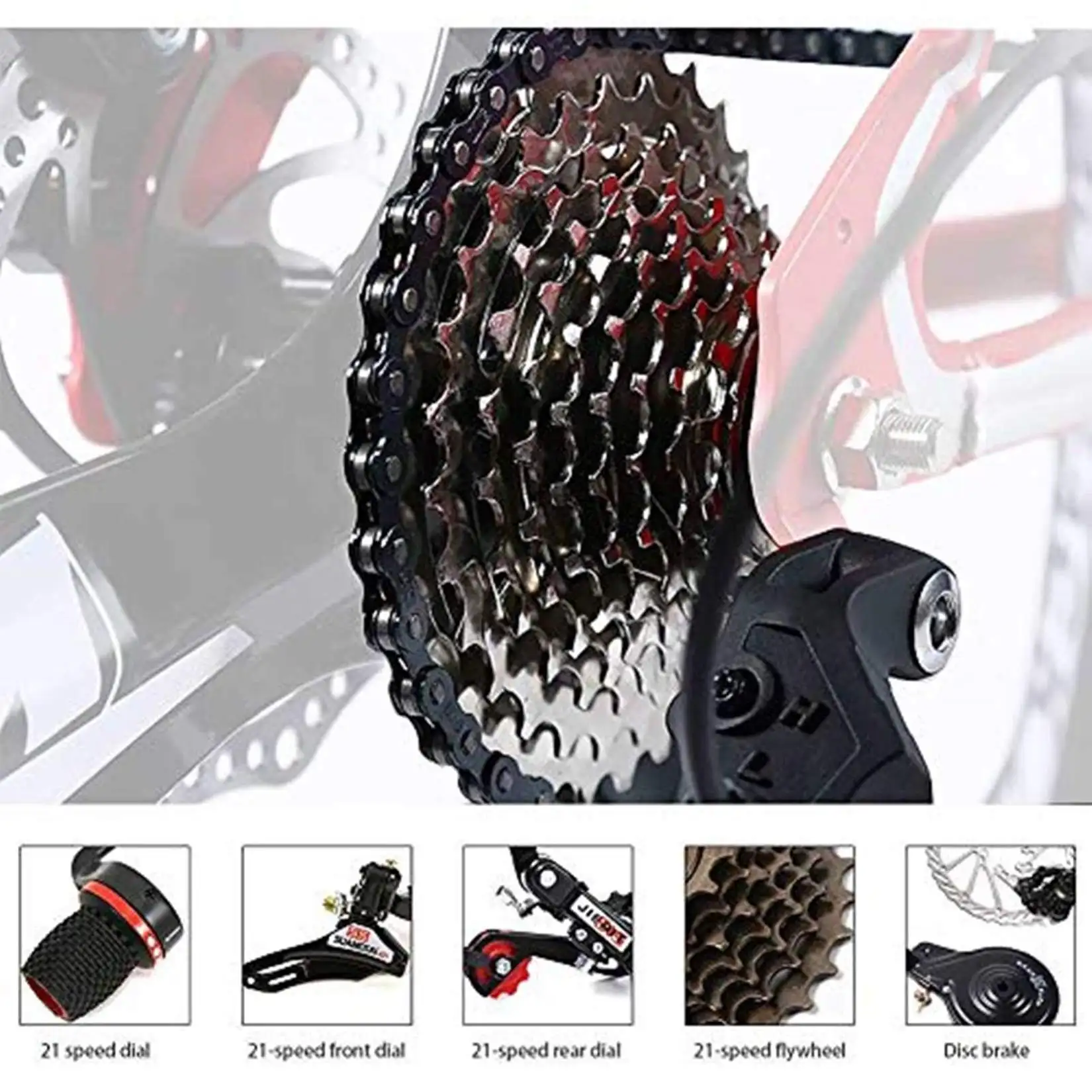 Twist Shift Black HIRUNS Full Mountain Bike,Mens and Womens Professional 21 Speed Gears 26in Bicycle 