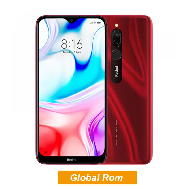 Мобильный телефон Xiaomi Redmi 8 с глобальной прошивкой, 4 ГБ, 64 ГБ, Восьмиядерный процессор Snapdragon 439, двойная камера 12 МП, 5000 мАч, большая батарея OTA - Цвет: Red