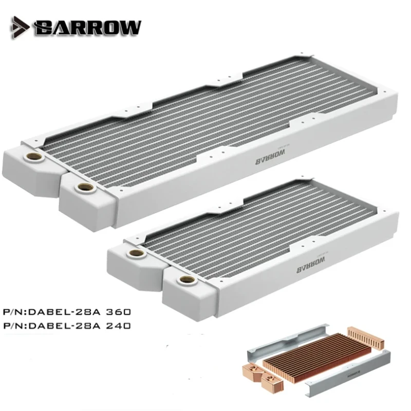 Barrow Dabel-28a 240 / 360 медный G1/4 &quotрезьба мм белый компьютерный радиатор водяного