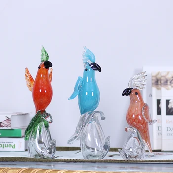 

Glass Standing Parrot Statue Handicraft Decorations Christmas Decoration For Home Sculpture Escultura Home Decor Accessories
