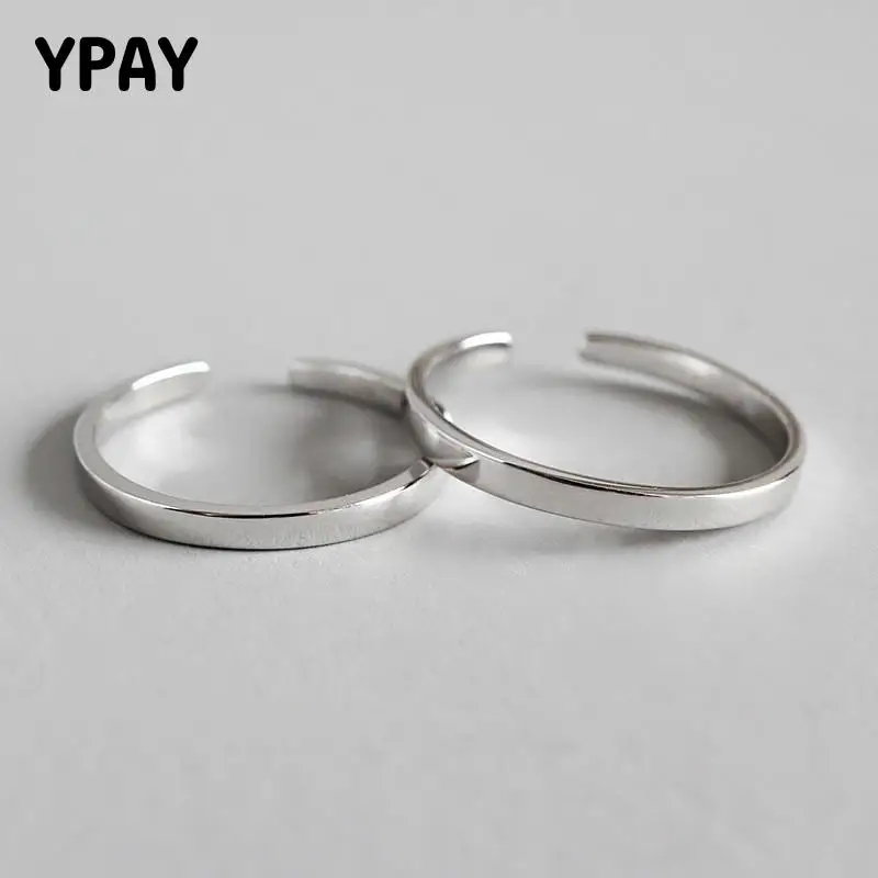 

YPAY 100% Pure 925 Sterling Silver Round Circle Open Rings For Women Simple Smooth Ring Minimalist Lady Fine Jewelry YMR530