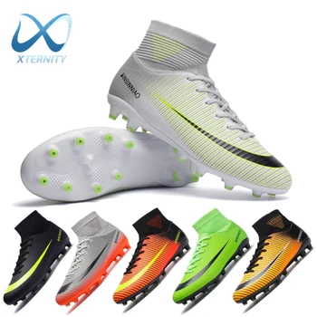 Hot Sale Classical Soccer Shoes Men's Football Boots Sneakers Waterproof High Ankle AG/TF Soccer Cleats Boys Outdoor Sport Shoes