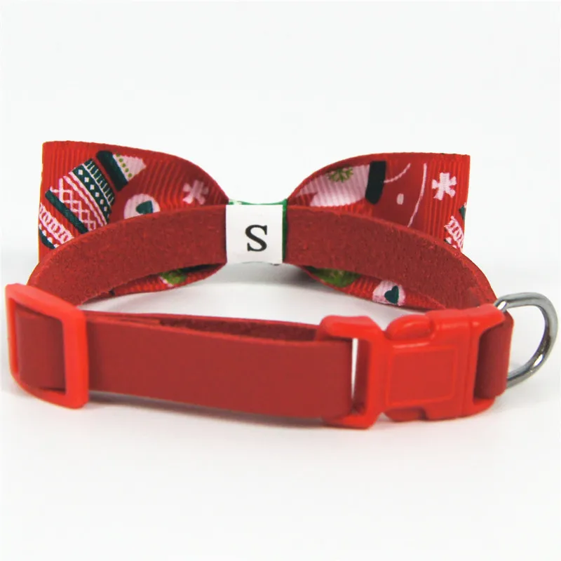 Christmas Holiday Pet Cat Dog Collar Bow Tie Adjustable Neck Strap Cat Dog Grooming Accessories Pet Product Supplies Christmas